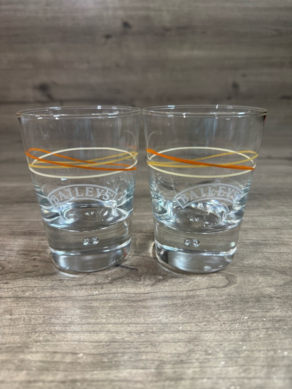 Baileys Branded Shot Glasses with Orange Accent - Set of 2